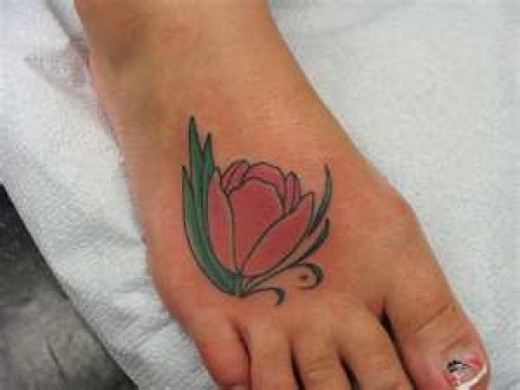 Right Foot Tulip Tattoo For Girls
