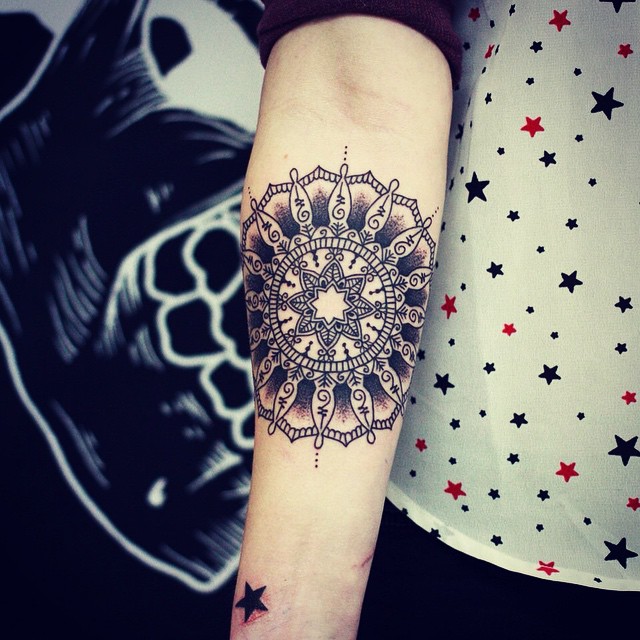 Right Forearm Mandala Tattoo Idea For Girls