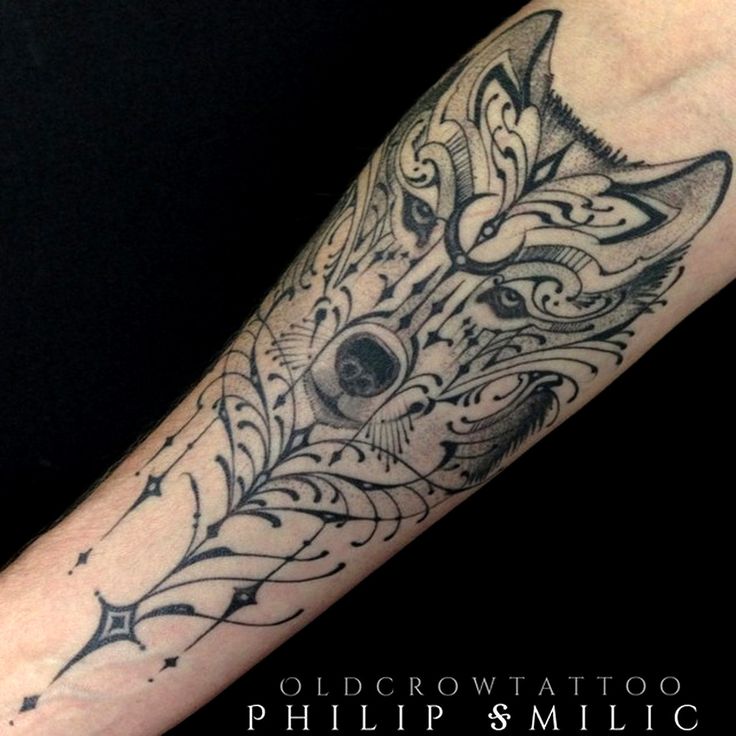 Right Forearm Wolf Head Tattoo On Forearm by Old Crow Tattoo