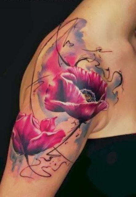 Right Half Sleeve Tulip Tattoo For Girls