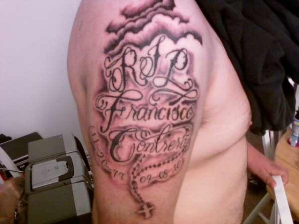 Rip Francisco Memorial Tattoo On Right Half Sleeve