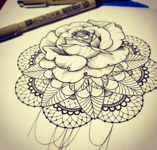 Rose Flower With Mandala Tattoo Sample
