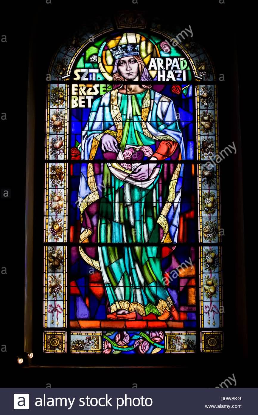 Saint Elizabeth On Stained Glass Window Inside The Saint Stephen’s Basilica