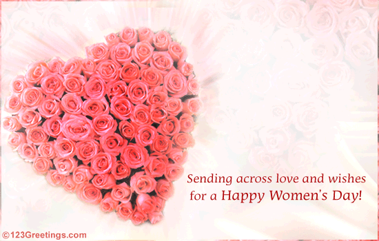 Sending Across Love And Wishes For A Happy Women's Day Flowers Heart Picture