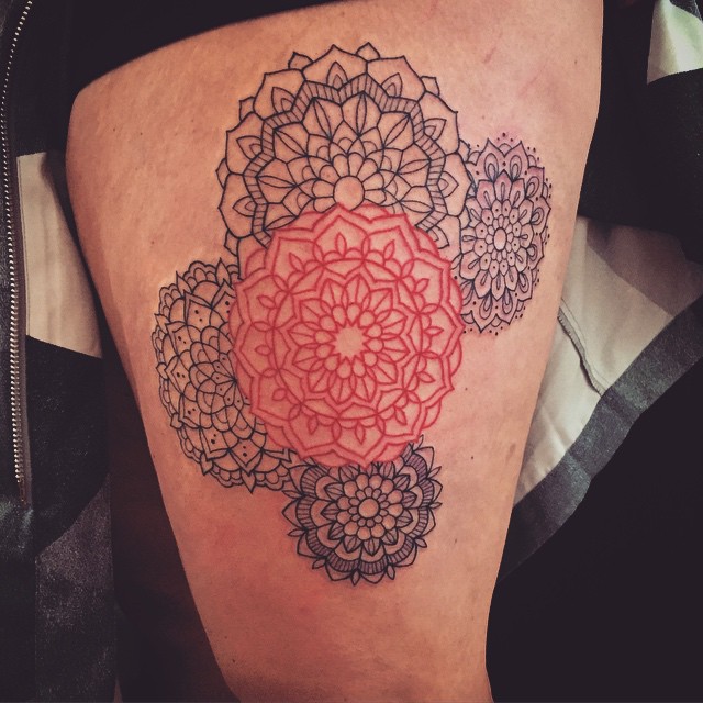 Side Thigh Mandala Tattoos
