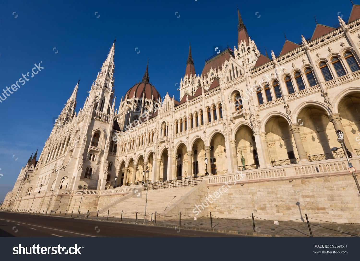 Side View Of The Hungarian Parliament Building In Budapest