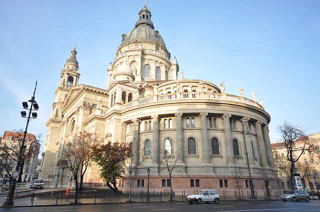 Side View Of The St. Stephen’s Basilica In Budapest
