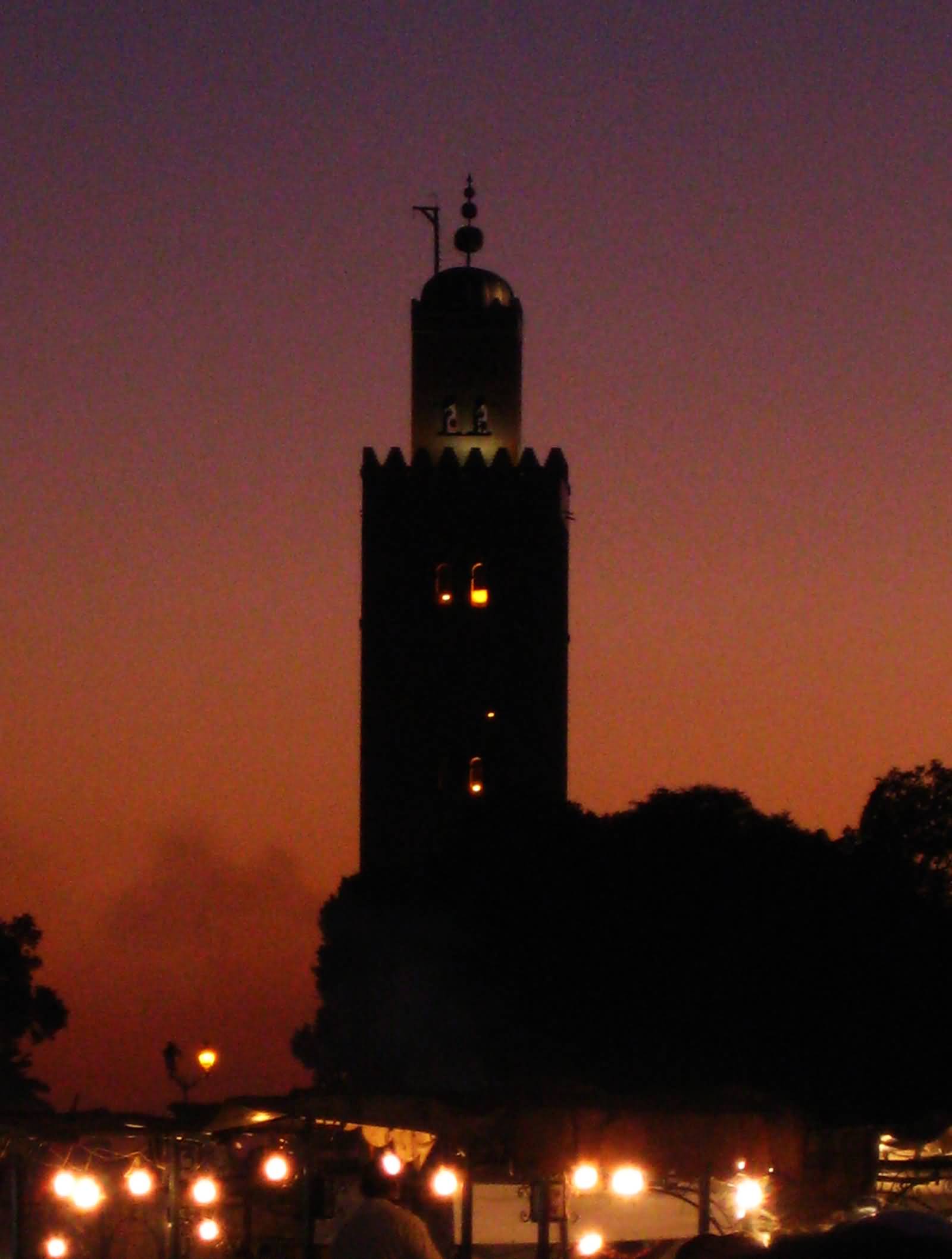 Silhouette View Of The Koutoubia Mosque During Sunset