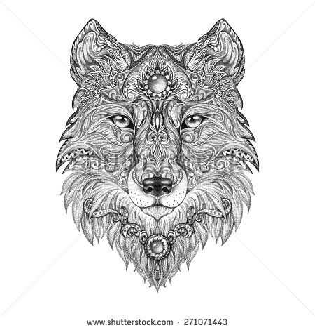 Simple Mandala Wolf Tattoo Design
