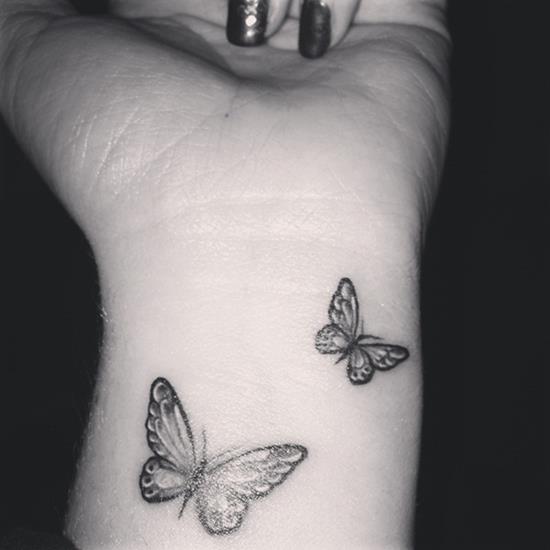 Small Butterflies Tattoos On Left Wrist
