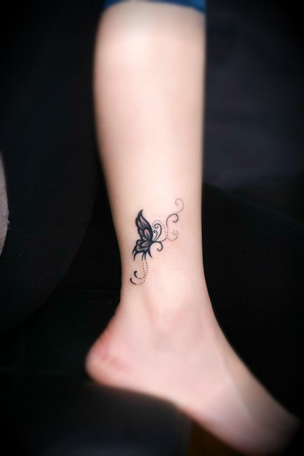 Small Butterfly Tattoo On Side Ankle