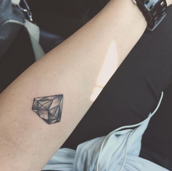 Small Grey Diamond Tattoo On Forearm