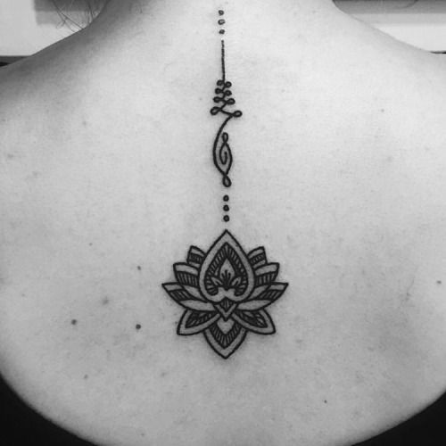 Small Mandala Flower Tattoo On Upper Back