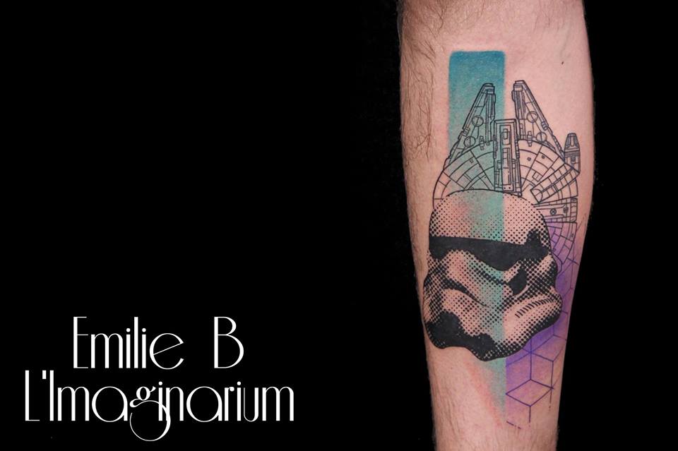 Star War Stormtrooper Head Tattoo Design For Sleeve by Emilie B