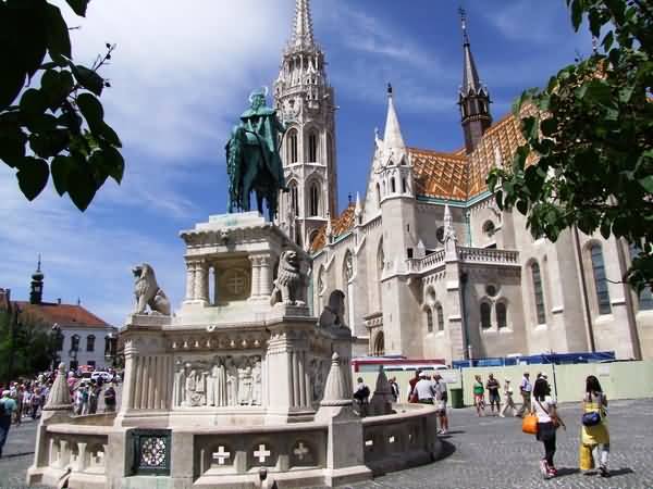 Statues In Front Of The Buda Castle In Budapest