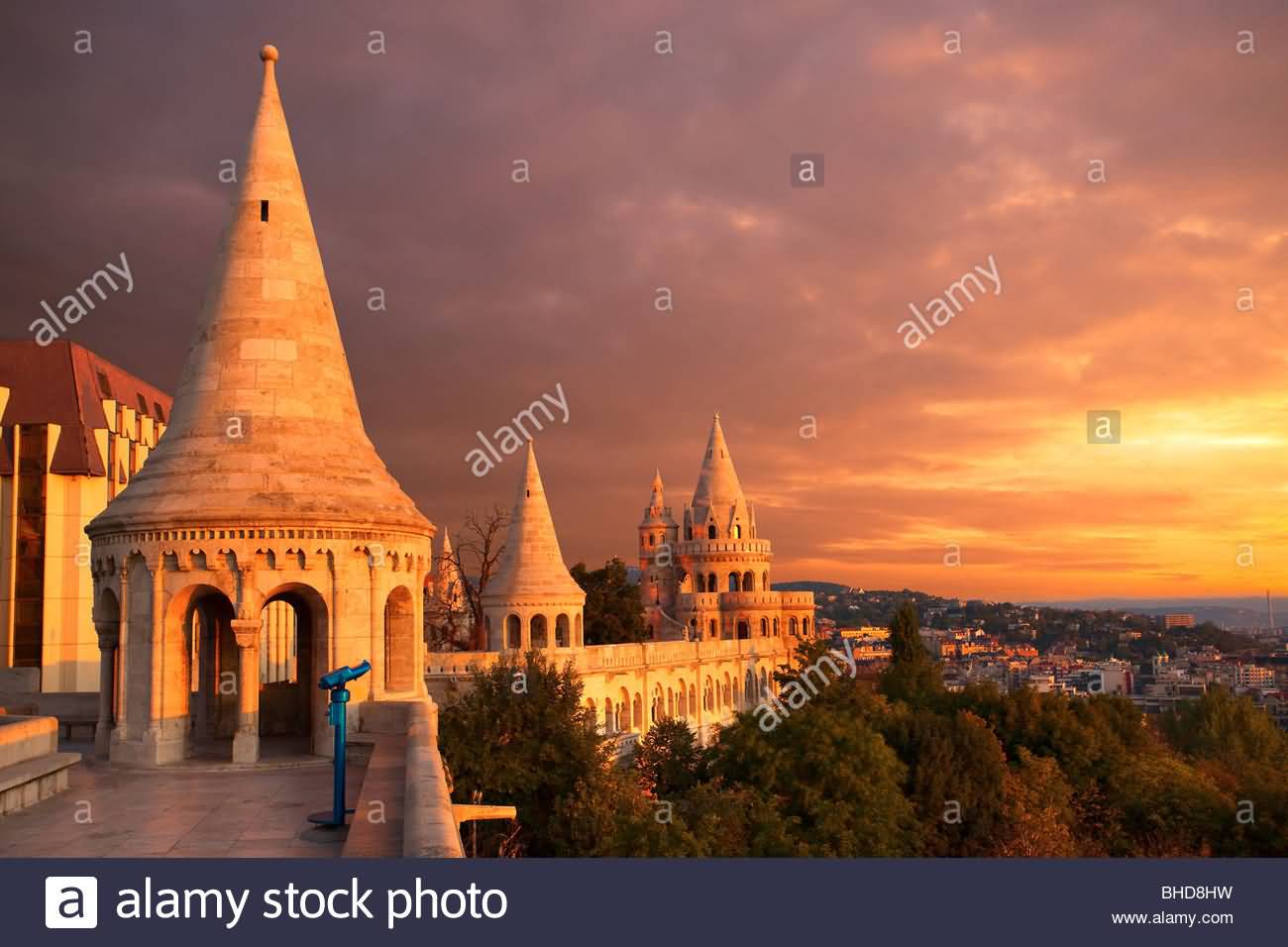 Sunset Over Fisherman's Bastion In Buda Castle Budapest