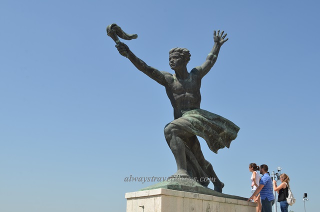 The Man With Torch Statue Near The Liberty Statue In Budapest