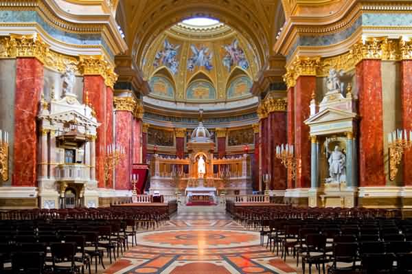 The St. Stephen’s Basilica In Budapest, Hungary Inside View