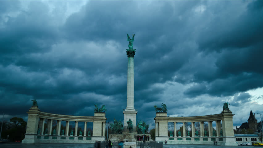 Time Lapse Of Heroes Square In Budapest
