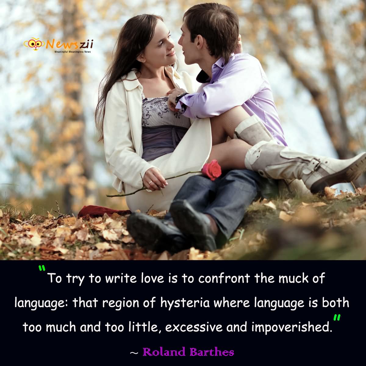 To try to write love is to confront the muck of language; that region of hysteria where language is both too much and too little, excessive and impoverished.
