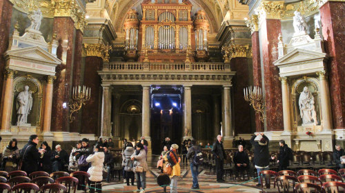 Tourists Admiring Interior View Of St. Stephen’s Basilica