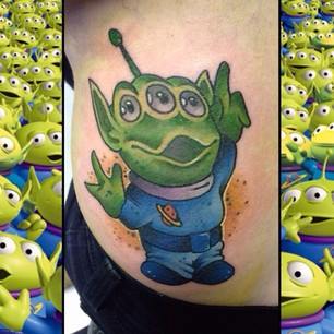 Toy Story Little Green Men Tattoo On Right Side Rib
