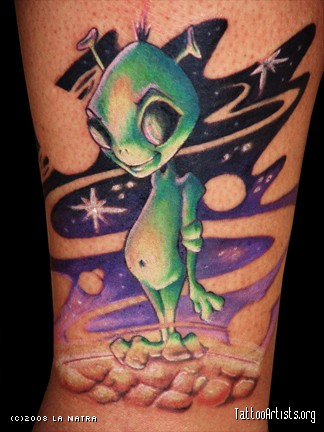 Traditional Alien Tattoo Design For Sleeve
