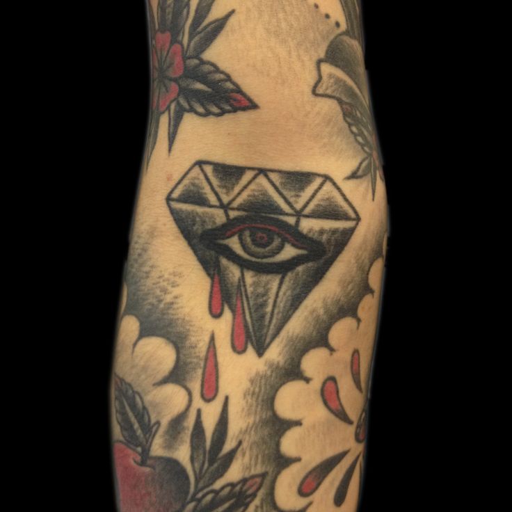 Traditional Crying Diamond Tattoo On Arm