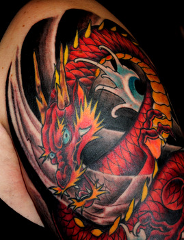 Traditional Dragon Tattoo Design For Half Sleeve
