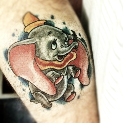Traditional Dumbo Tattoo On Half Sleeve