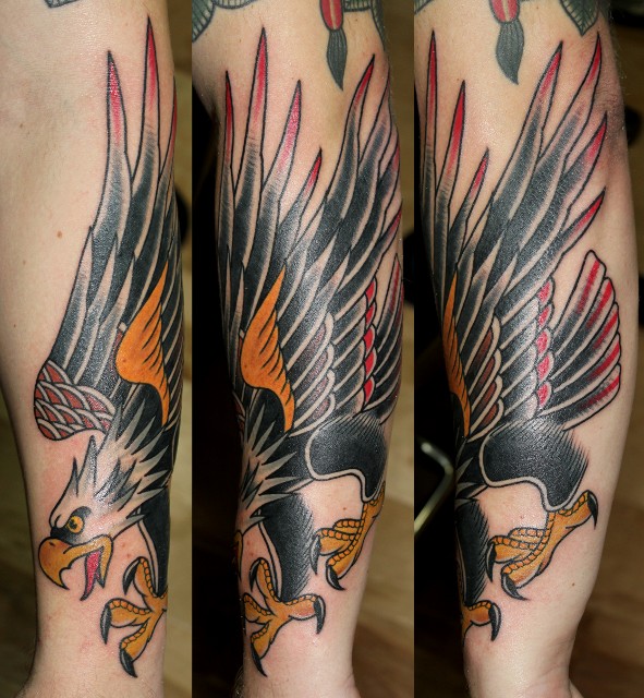 Traditional Eagle Tattoo On Arm By Myke Chambers