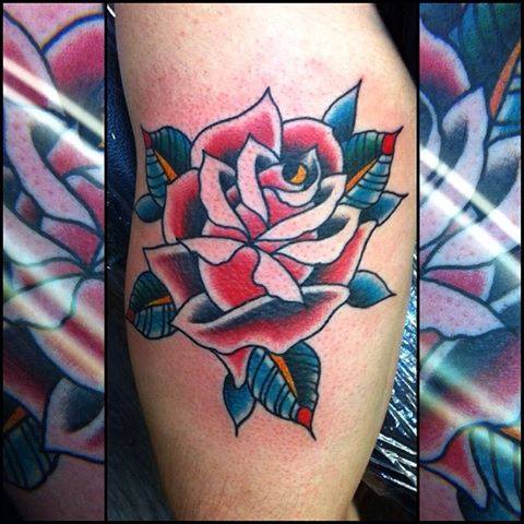 Traditional Rose Tattoo Design For Sleeve