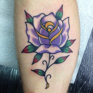 Traditional Rose Tattoo On Right Forearm