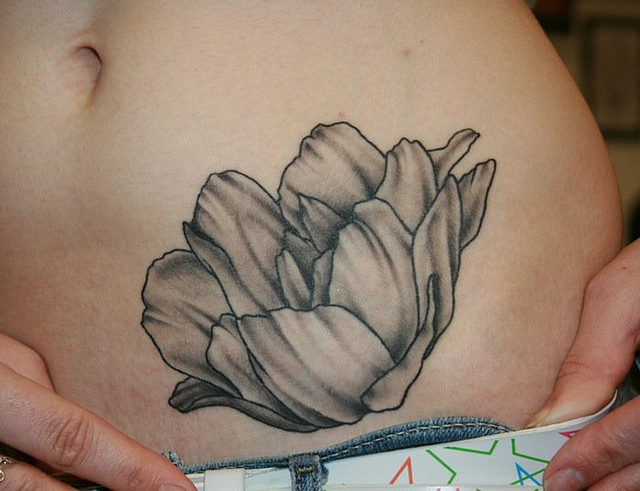Tulip Tattoo On Hip