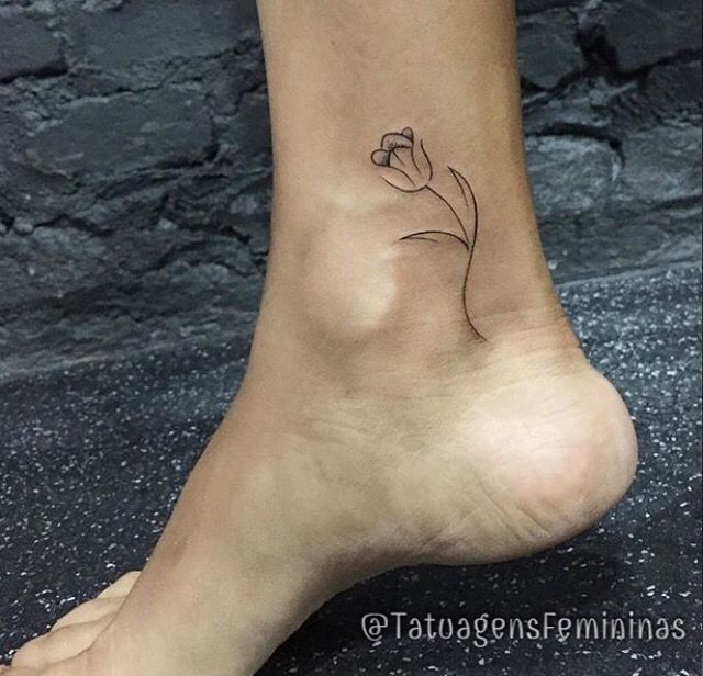 Tulip Tattoo On Inner Ankle