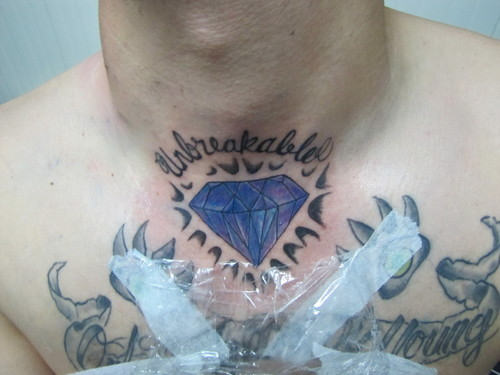 Unbreakable Diamond Tattoo On Chest