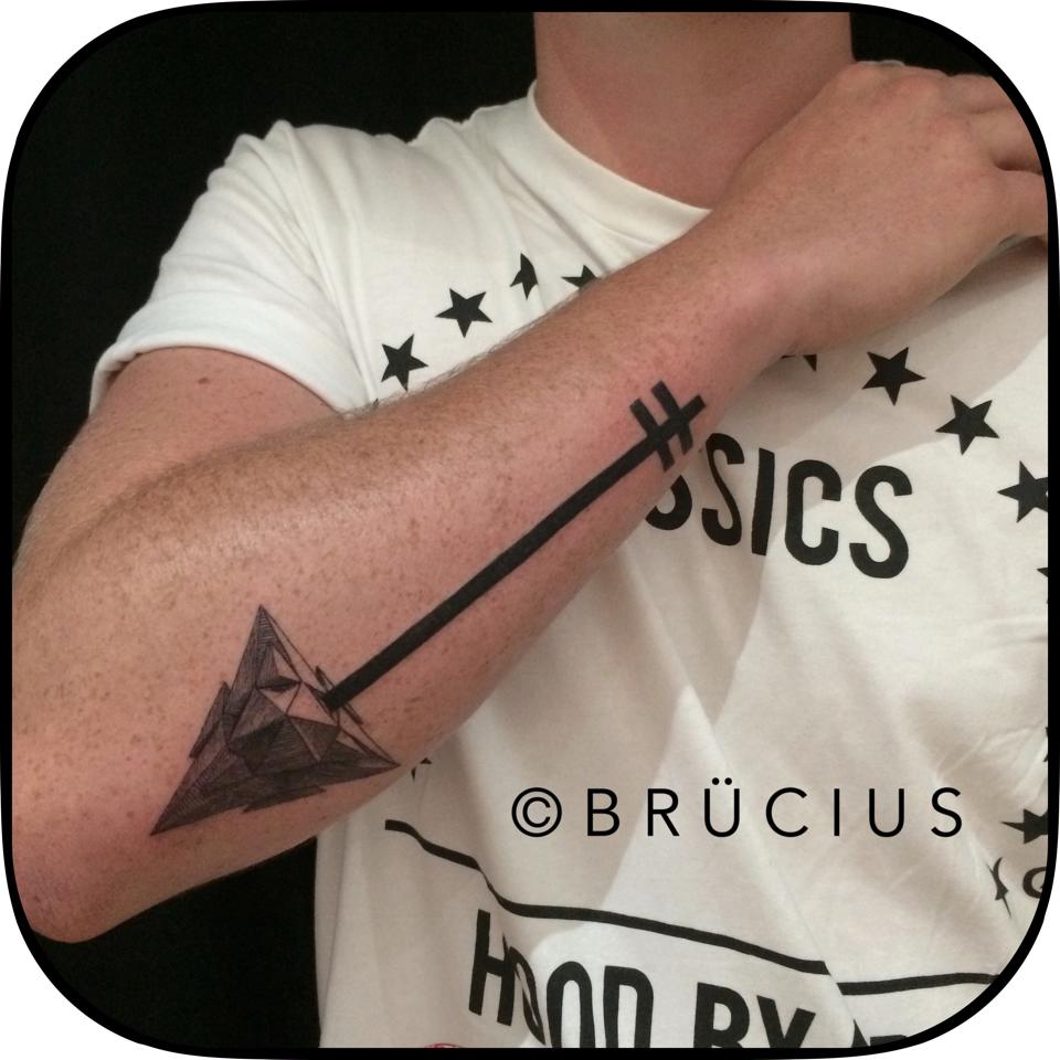 Unique 3D Geometric Arrow Tattoo On Man Right Arm By Brucius