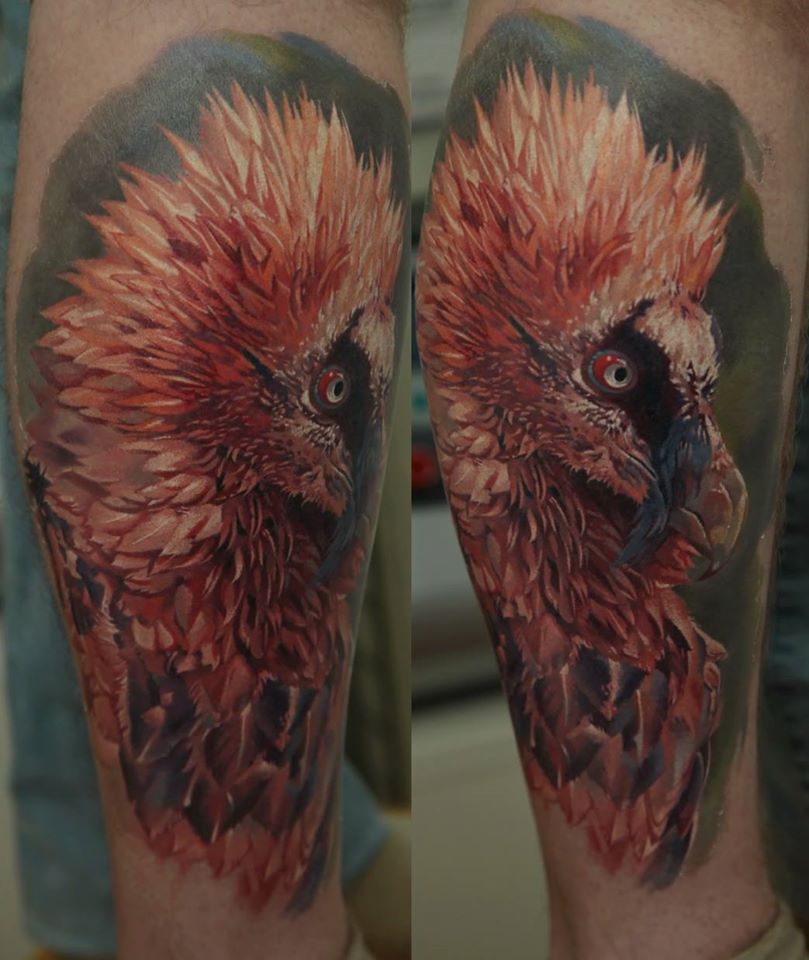 Unique Bird Tattoo On Leg Calf By Dmitriy Samohin