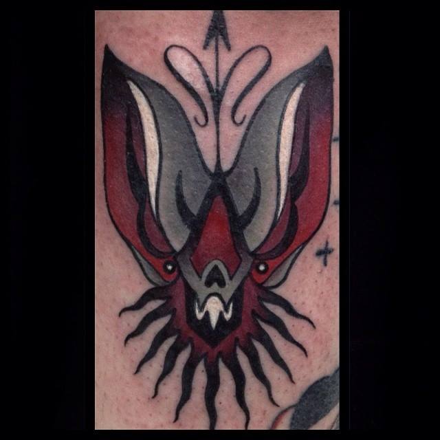 Unique Black And Red Bat Tattoo Design