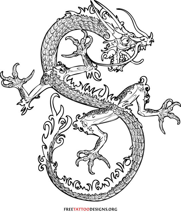 Unique Black Chinese Dragon Tattoo Design
