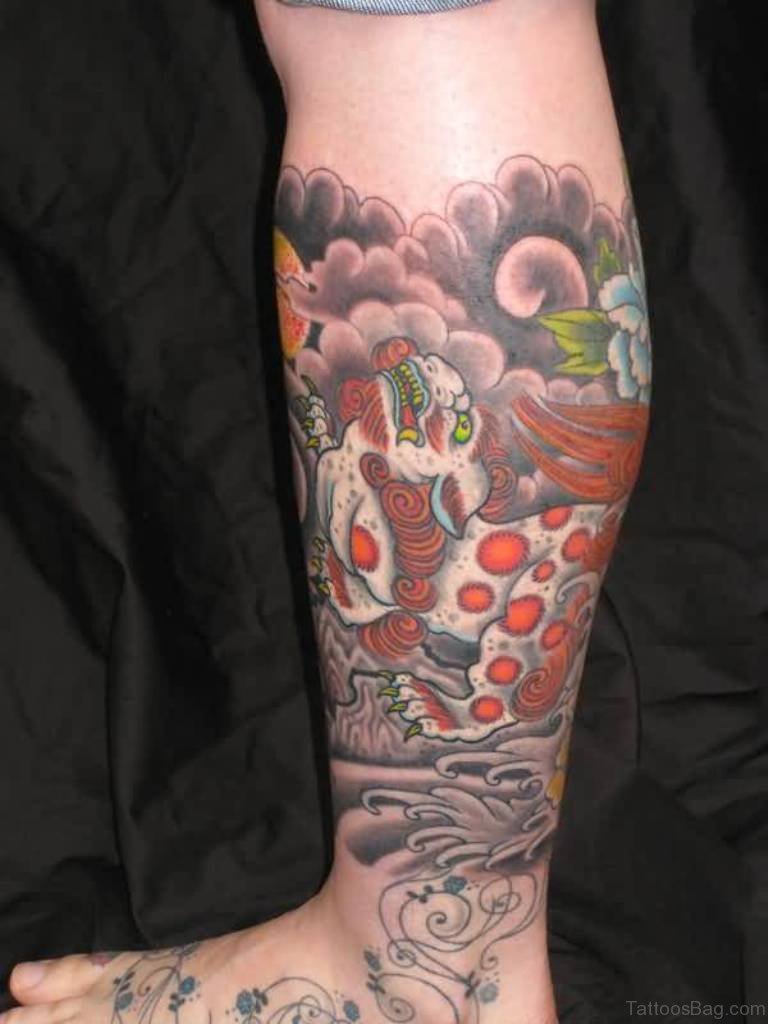 Unique Dragon Tattoo On Left Leg