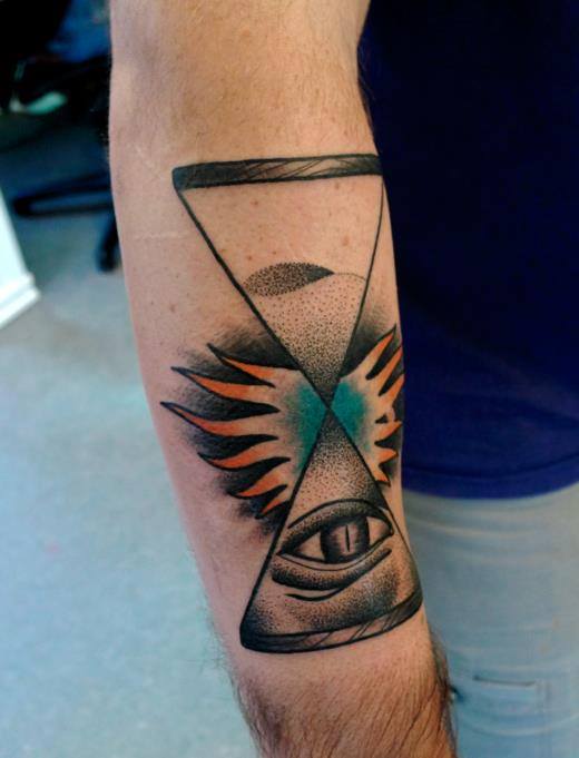 Unique Hourglass Tattoo On Right Arm