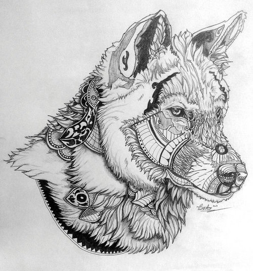 Unique Mandala Wolf Head Tattoo Design