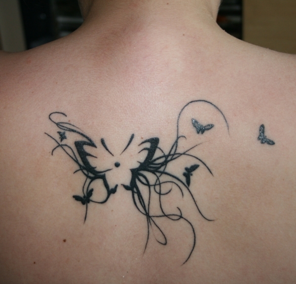 Upper Back Butterfly Tattoos For Girls