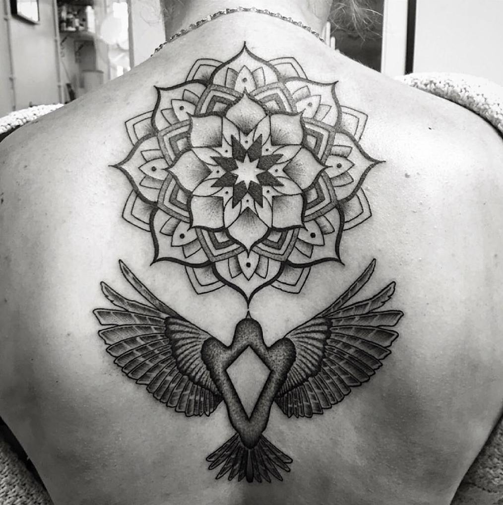 Upper Back Mandala Tattoo Idea