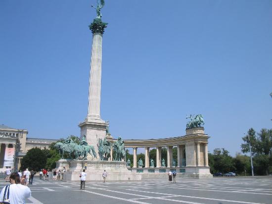 View Of Millennium Monument And Statues At The Heroes Square