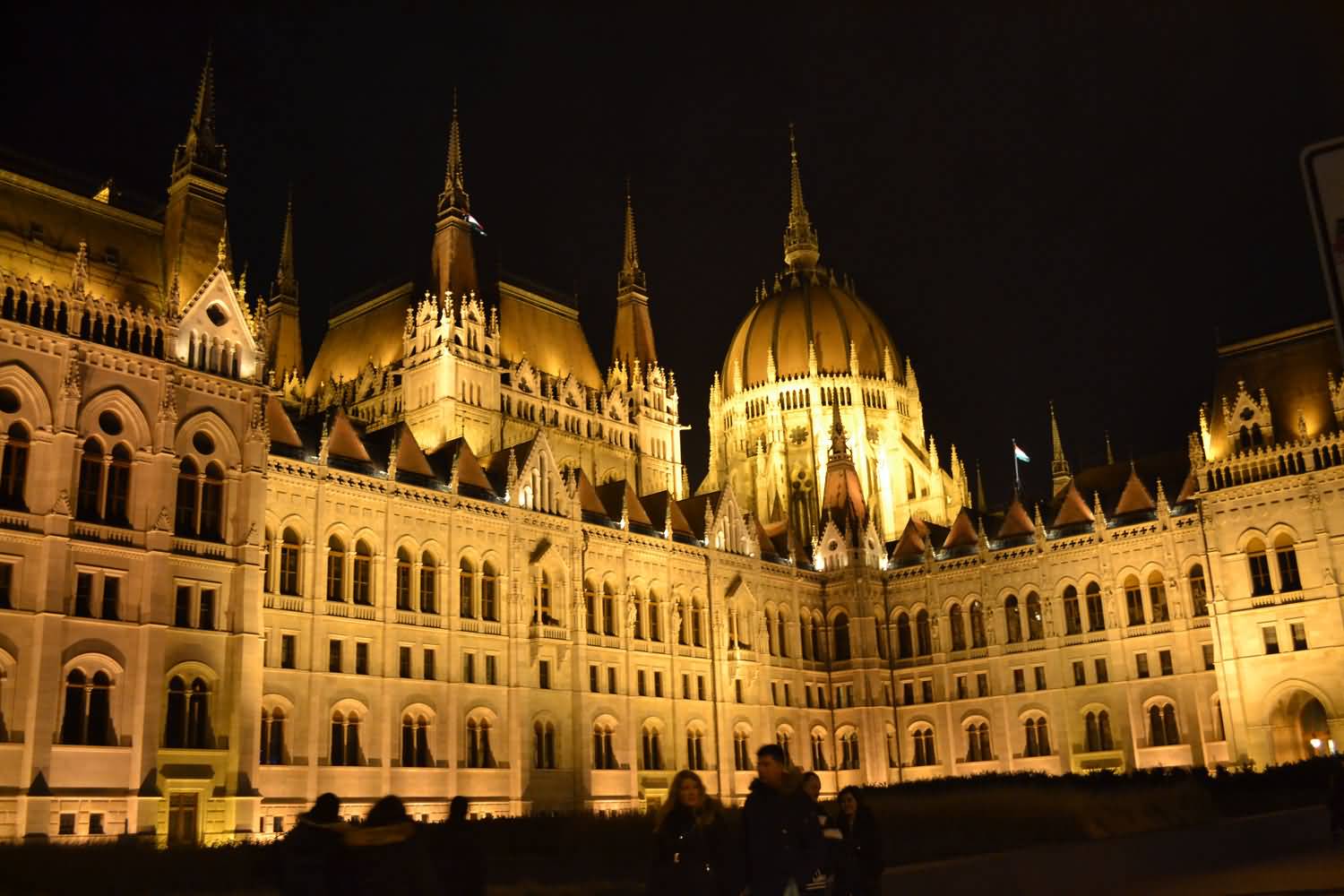 View Of Pest Hungarian Parliament Building At Night