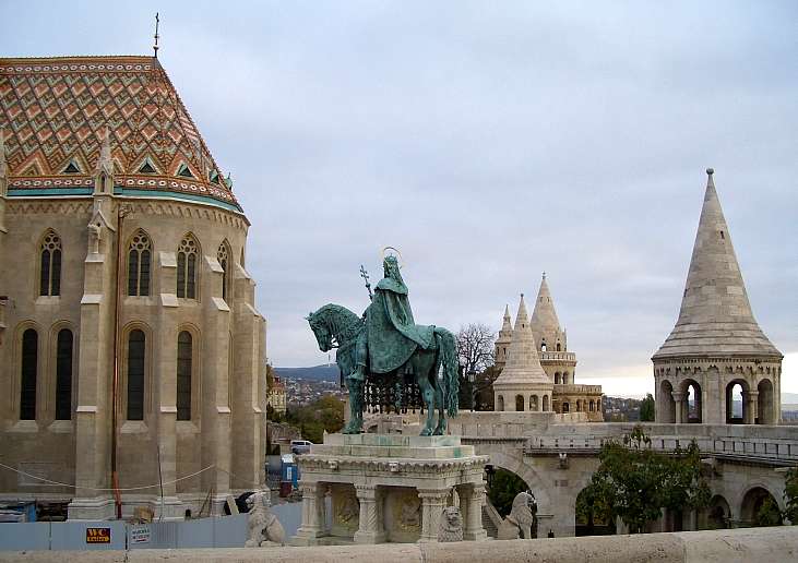 View Of Saint Stephen King Statue And Fisherman's Bastion