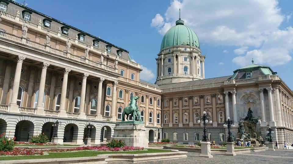View Of The Dome Of Buda Castle And Statue Of Horseherd