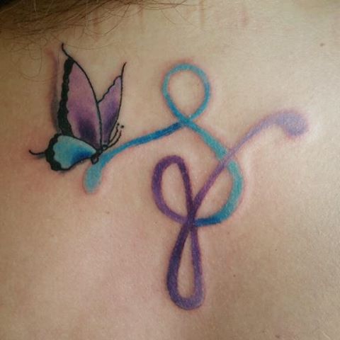 Watercolor Butterfly Tattoo On Back For Girls